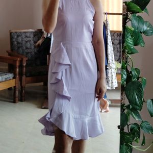 Solid Halter Neck Crepe Dress