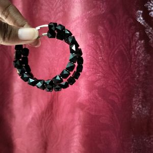 Eye Catchy Black Beads Hoops