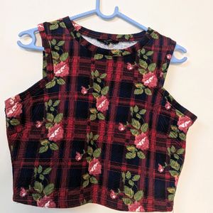 MaroonPrinted Crop Top