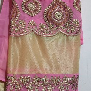 Pink and Golden Two Colour Saree For Festive wear