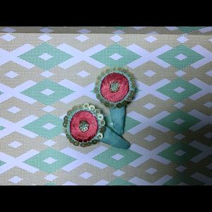 Hand Embroidered Hair Clips