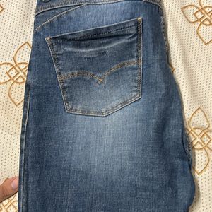 Womens Navy Blue Straight Fit Jeans