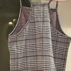 H&M Ribbed Checked Crop Top