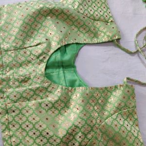 Blouse Brocade Silk Green