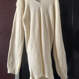 Cream Long Woollen sweater