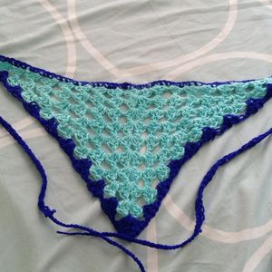 Blue Crochet Bandana Hair Accessory