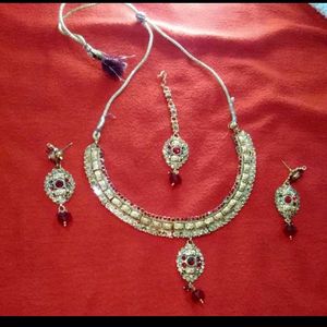 Necklace Earings Set With Mangtika 👌