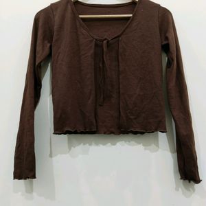 Brown  Knitted Shrug For Women Size M