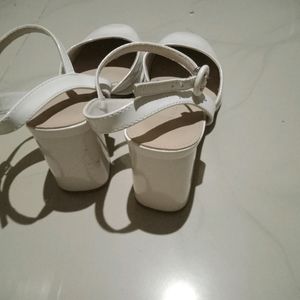 Korean White Block Heel