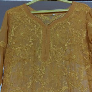 Beautiful Mustard Chikankari Kurta