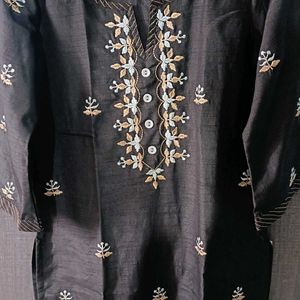 Chanderi Silk Embroidered Kurta And Pant Set