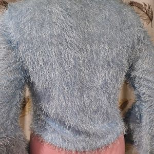 Sky Blue Furry Crop Top