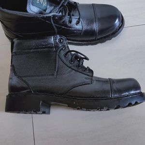 XHUGOY CHAIN LACE-UP COMBAT POLICE DMS BOOT BLACK