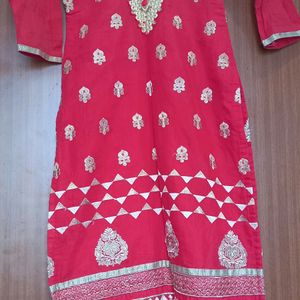 Red Chanderi Silk Kurta