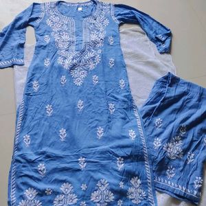 Powder Blue CLR Premium quality Lucknowi Plazopair