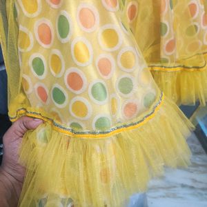 Yellow Long Gown For Baby Girl