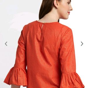 Akkriti by Pantaloons Orange Crop Top L