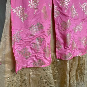 Pink Golden Ethnic Gown (M/34)