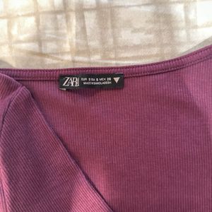 Zara Ribbed long Sleeve Crop Top