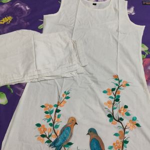 Hand Paint Kurta Set With Plazzo