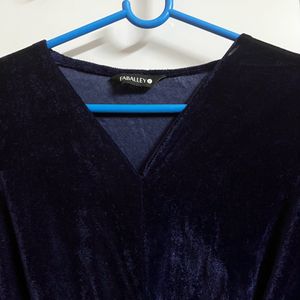 Faballey Velvet Dress With Lace Inserts