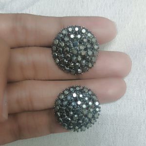 Grey Round Stud Earrings