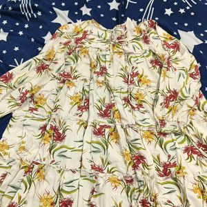 Flower Print Top Three Layer Frock To