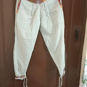 Grey Khadi Colourful Trouser/Pajama