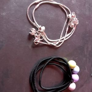 Brass Anklet with two rubber band