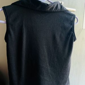 Black V Neck Collar Top