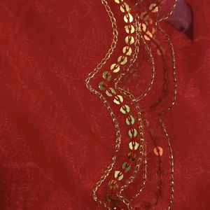 Karwa Special Hot Red Pure Organza Saree