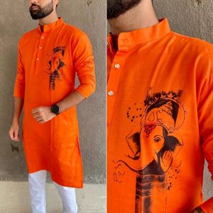 Ganapati Special Cotton Printed Kurta With Pajama