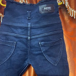 Black Colour High Waist Four Button Jeans