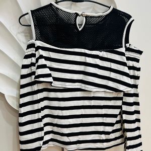 Black White Stripped Red Kiss Top