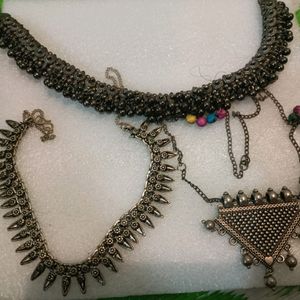 3  Black Metal Neck Pieces