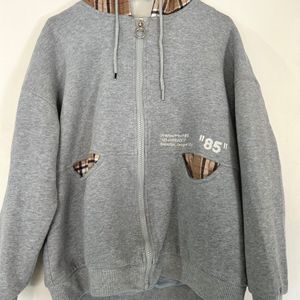 Unisex Grey Zip Through Hoodie