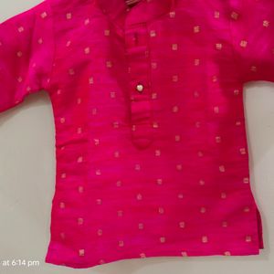 Rose Pink Colour Kurta For Kids