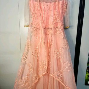 Soft Net Gown With Long Shrug