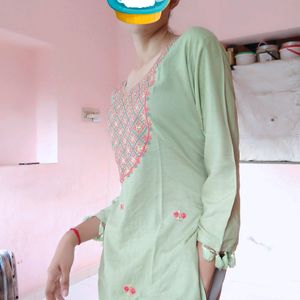 Light Embroidery Work Pista Kurti