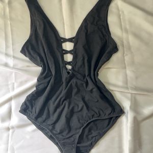 Bodysuit with criss cross neck