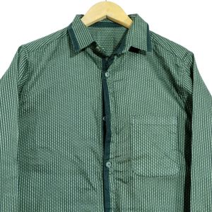 Green Printed Collar Neck Shirt (Men)