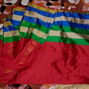 Red Multicolored Saree