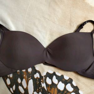 2 Black And Brown Paded Nylon Spandex Bras