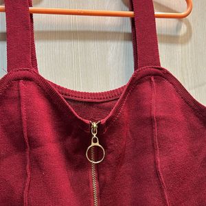 maroon crop zip up top