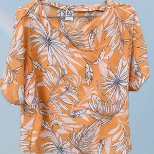 Floral Coral Boxy Top