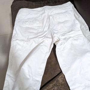 WHITE  34 INCHES and 3/4 TROUSER CASUAL