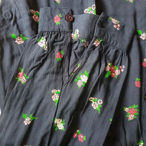 Blue Floral Cotton Shirt