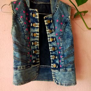 Denim Jacket With Hand Embroidery