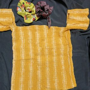 Off-shoulder Mustard Top