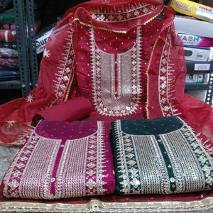 Unstitched Chanderi Suit